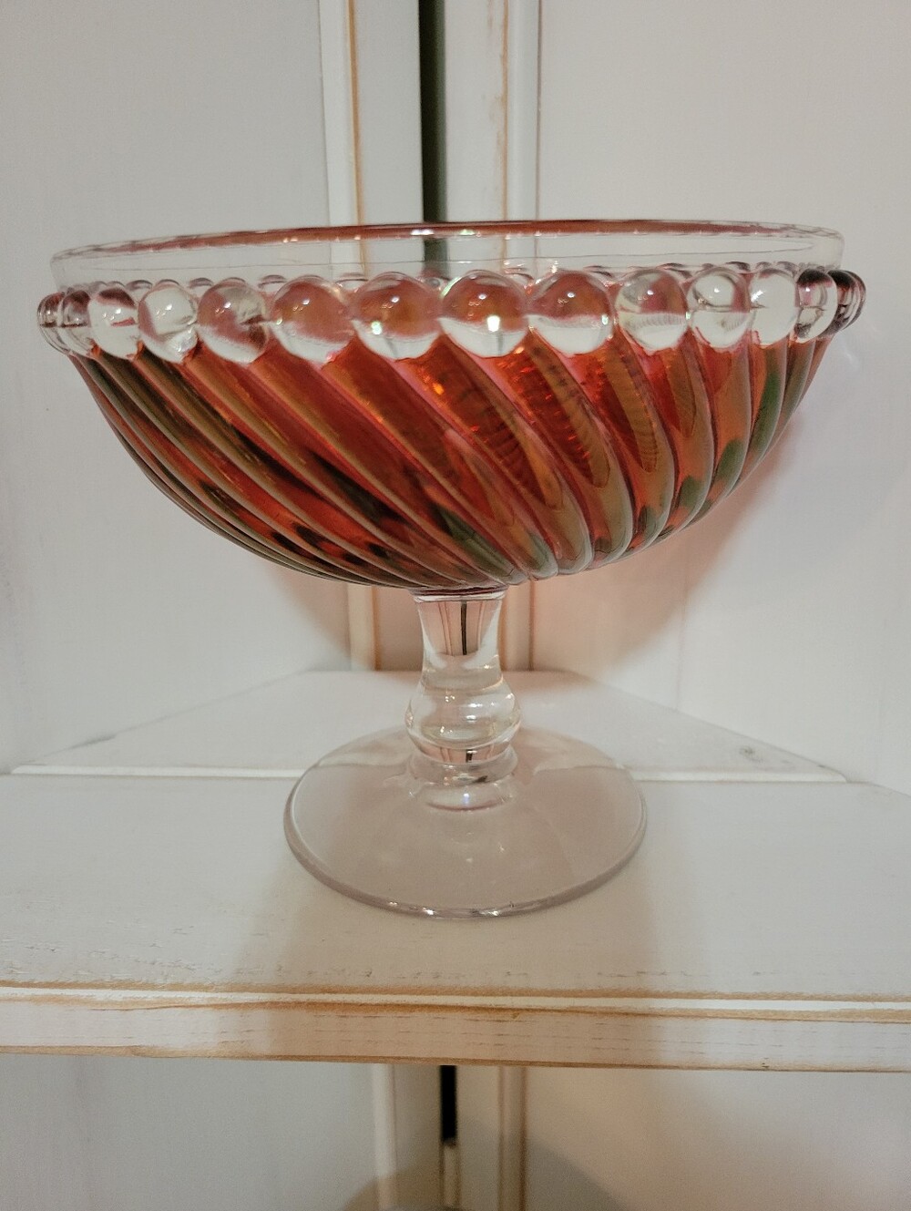 Vintage Westmoreland Cranberry Swirl Candy Dish